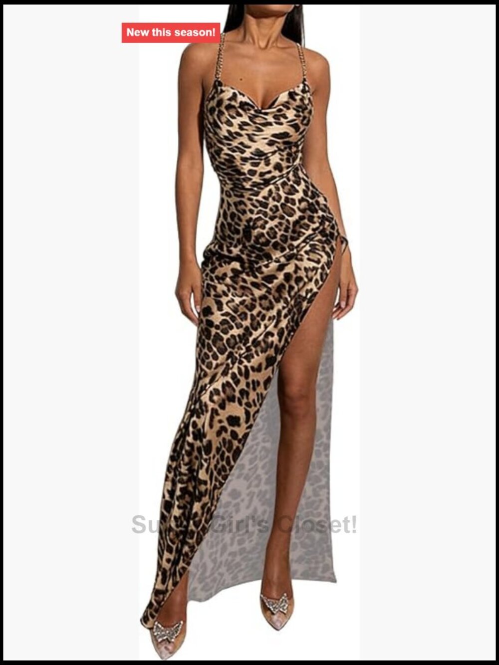Sheer Mesh Spaghetti Strap Bodycon Maxi Dress with Slit